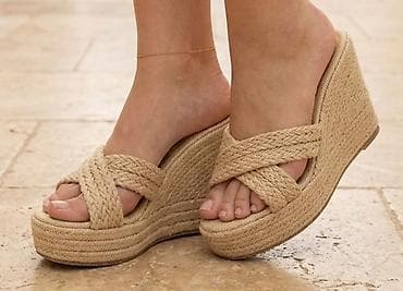 Espadrile: Ženske espadrile na punu petu – bež - Model: klompa/sabota sa — 1