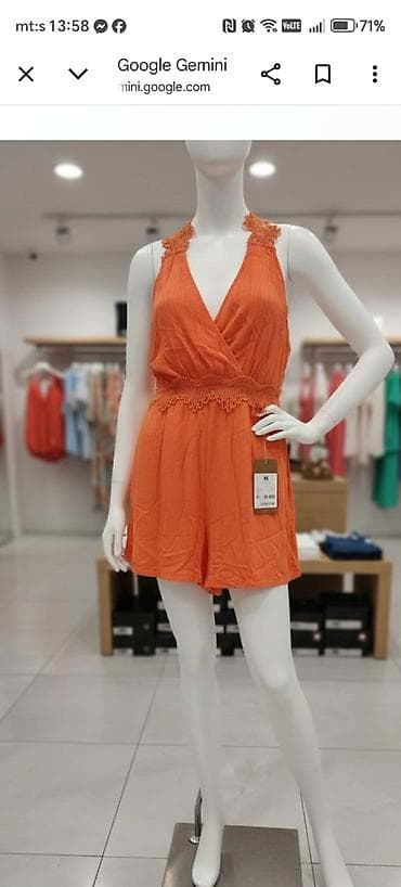 Sakoi: Ženski letnji kratki kombinezon – narandžaste boje - Kroj: preklop na — 1