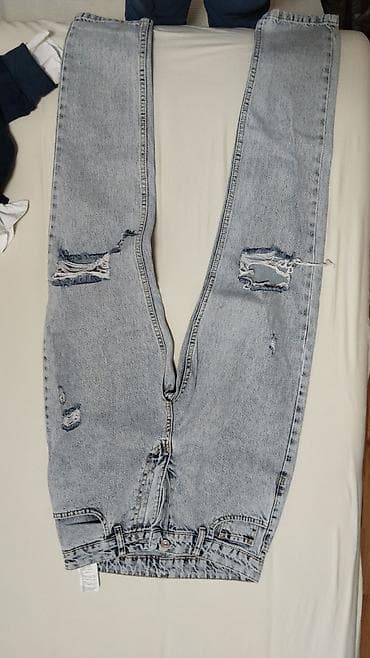 cargo pantalone: Model farmerke, svetlo sivi/izbleđeni džins sa „acid wash” efektom — 1