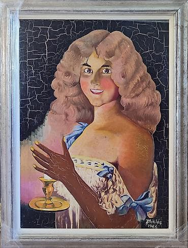 namestaj teodora: Autor: Miklos Jakab, Devojka sa svećem. Dim: 63 x46 cm. tel.  — 1