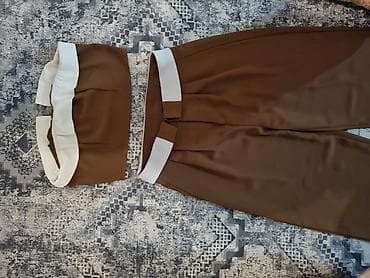 balasevic kompleti: Dvoset – braon pantalone visokog struka i top - Elegantni komplet u — 3