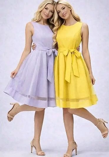 stvari za devojke: Elegantna A-linija haljina bez rukava, dužine do kolena, sa satenskom — 4