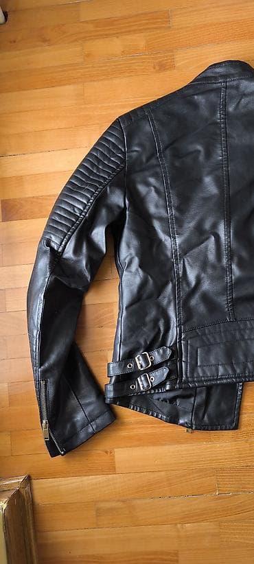 tn crne cena: Ženska moto/rock kožna jakna J&J, veličina M - Materijal: crna — 5