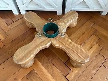 Drveni stalak za jelku - Stabilna krstasta baza od punog drveta sa