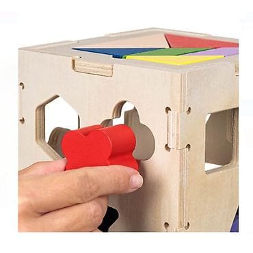 Kocke za decu: Drvena edukativna kocka – sorter oblika i tangram 2-u-1 - Materijal — 3