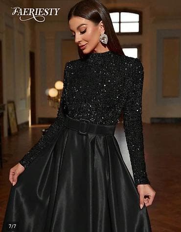 haljine crne svecane: Elegantna duga crna svečana haljina FAERIESTY (SHEIN). - Gornji deo — 3