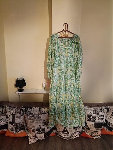 letnje svecane haljine: Duga letnja haljina sa cvetnim printom - Kroj: lepršava, duga silueta — 1