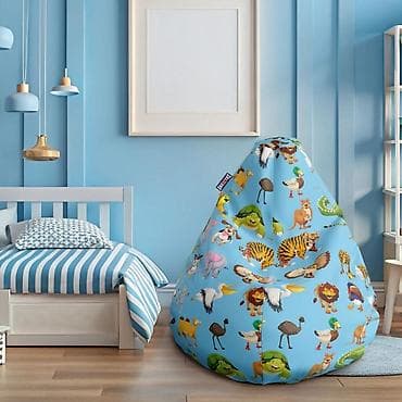 Nameštaj: Lazy bag – Šarene životinje na plavoj pozadini (šifra proizvoda — 1