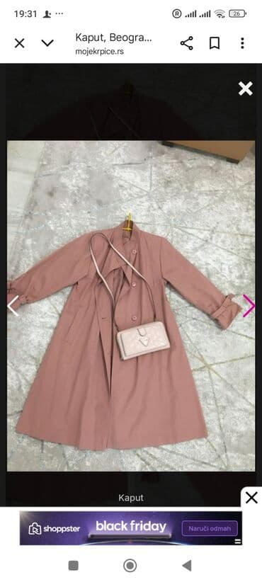 kaputi sa ruskom kragnom: Ženski kaput/trenč u prljavo‑roze (dusty pink) boji. - Kroj — 1