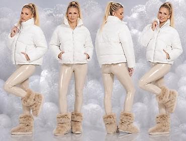 Ženska kraća puf jakna – bela - Kroj: boxy/kratki bomber stil, do