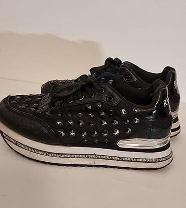 Replay ženske patike – crne, ukrašene nitnama - Model: Replay sneaker
