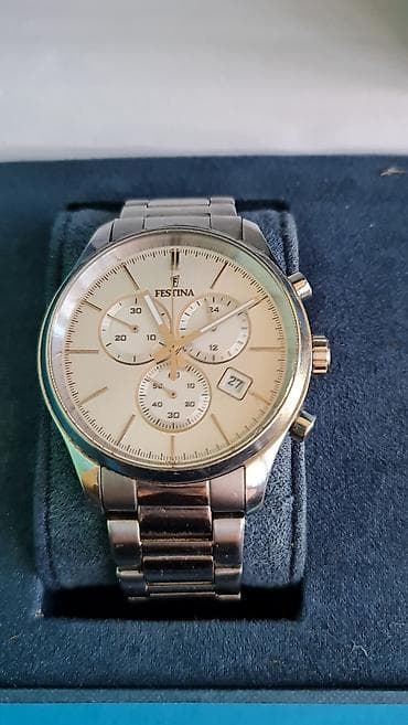 Festina muški hronograf sat – čelična narukvica, krem brojčanik -