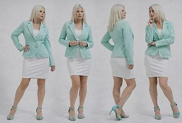 midi suknja: Ženski blejzer u mentol zelenoj boji - Kroj: strukirani sako sa — 3
