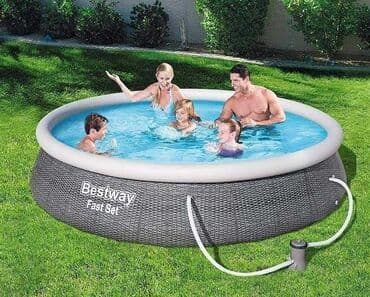 mali bazen: BESTWAY BAZEN za dvorište Fast Set 396x84cm sa pumpom Imitacija — 1