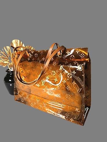 duboke tene: Prozirna braon torba sa monogram printom. Lui Wuiton - Materijal — 1