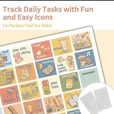 Dečji vizuelni planer obaveza – set sa ikonicama - Pomaže deci da