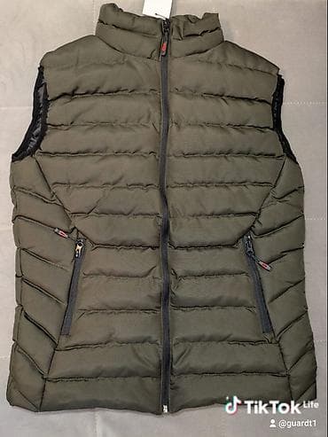 Coats and trench coats: Muški prsluci. S-XXL - Boje: tamno maslinasta i crna - Zatvaranje — 2