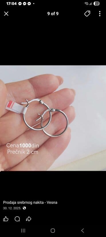 Ostali aksesoari: Srebrne minđuše – više modela, srebro 925. - Model 1: polukružne — 3