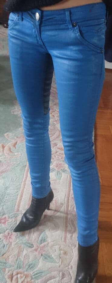 pantalone od vestacke koze: Replay skinny jeans waxed, voskirane farmerke, original. Plava boja — 5