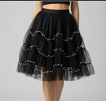 Crna tutu/suknja od tila sa perlicama - Model: višeslojna midi suknja