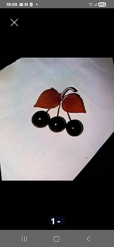 pantalone sa perjem: Broš u obliku trešnje - Dekorativni broš sa motivom grančice trešnje — 1