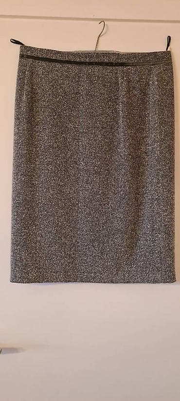 Postavljena suknja, prskano sivo crno, paspul oko struka, šaka ispod