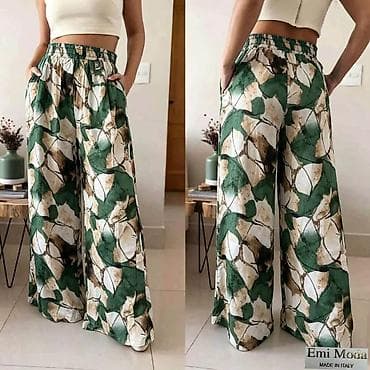 tople pantalone: Ženske široke pantalone sa printom – Emi Moda, Made in Italy - Kroj — 1
