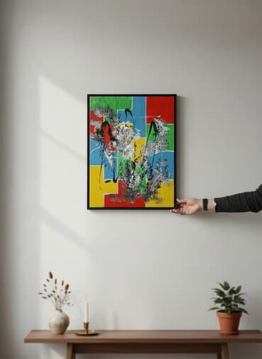 Satovi za kuću: Apstraktna slika na platnu – akril - Tehnika: akrilne boje na platnu — 1