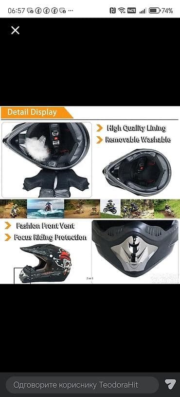 top model ranac: Kros/motokros integralna kaciga sa vizirom za bradu i produženim — 2