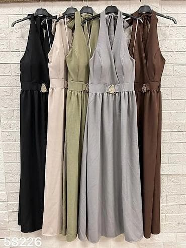 boho suknje: Haljina maxi dužine sa halter izrezom i preklopljenim dekolteom. Model — 2