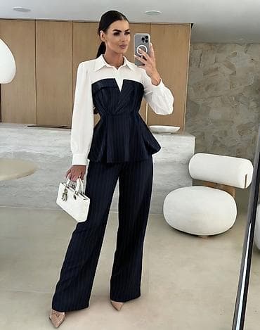 🔥Damski dvodelni komplet – košulja i pantalone sa prugama
✅3500 din