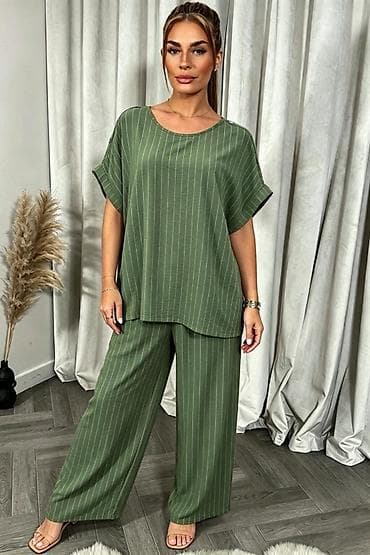 ✅Ženski komplet – široke pantalone i bluzica sa kratkim rukavima ✅2500 — 5