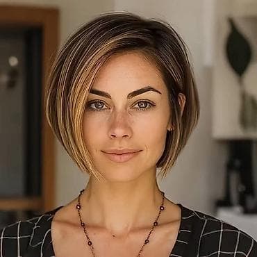 perike split: Kratka ženska perika – bob sa pramenovima - Stil: klasični bob do — 4
