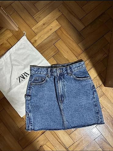 Dukserice: ZARA teksas mini suknja, klasičan plavi denim. Model visokog struka sa — 1