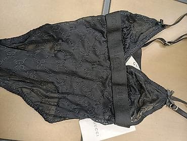 gucci duks: Crni mrežasti bodi sa monogram uzorkom. - Materijal: prozirna — 4