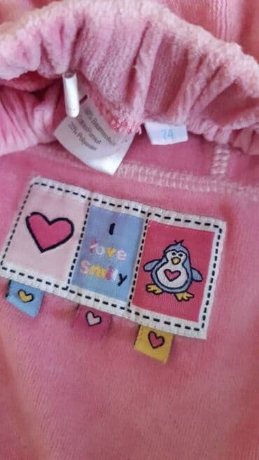 hm za devojčice: Dečije plišane pantalone – roza, veličina 74. - Materijal: 80% pamuk — 2