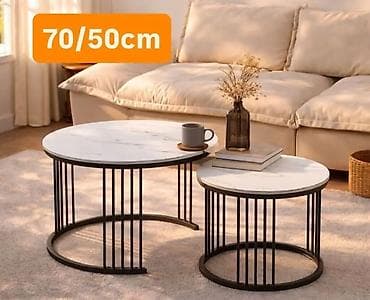 etno stolovi: Set od 2 klub stola – prečnici 70 cm i 50 cm - Dizajn: okrugle ploče — 5