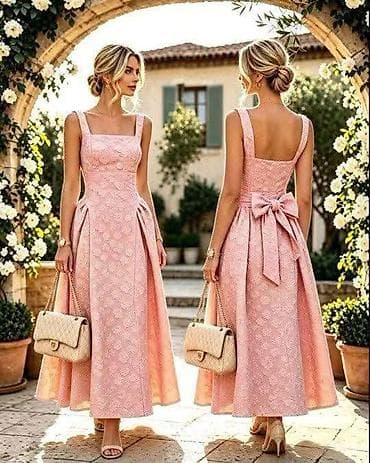 umbrela leskovac: Elegantna midi koktel/večernja haljina sa romantičnim detaljima Vel — 1