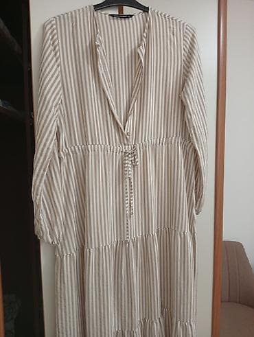 ugg cizme kozne: Duga prugasta haljina sa dugim rukavima - Model: maxi, lepršava, sa — 3