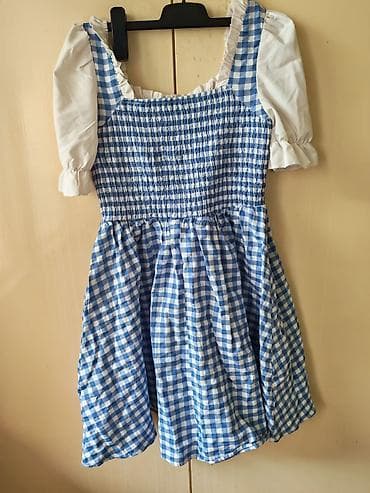 balextra haljine: Plavo-bela karirana haljina u stilu dirndla sa belom bluzom - Gornji — 3