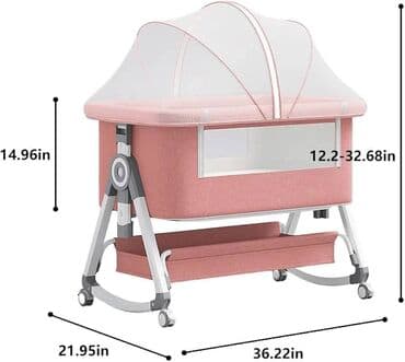 forma ideale akcije ormari: Krevetac za bebe 3u1 Krevetac sa tockovima, dusekom i mrezom protiv — 2
