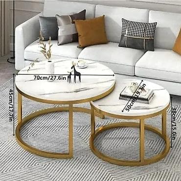 Donji delovi trenerke: Set okruglih klub stolova – 2 kom Elegantna kombinacija dva stočića — 4