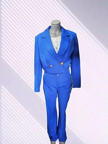 zenski svecani kombinezoni: Elegantno žensko odelo – dvodelni komplet u intenzivno plavoj boji, sa — 1