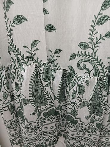 boho torbice: Duga boho haljina sap zelenim etno/paizli printom - Boja/patern: bela — 3