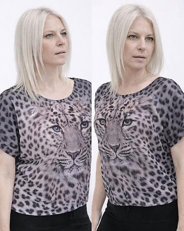 pull and bear suskavac: Ženska majica sa leopard motivom - Kratki rukavi, širok, opušten kroj — 1