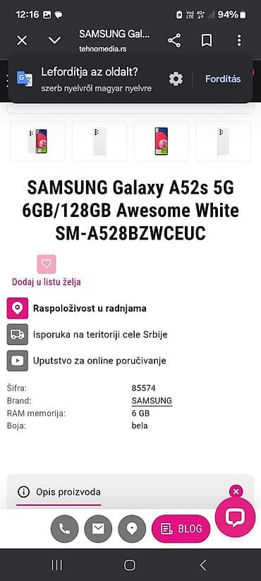 iphone 11 pro max 64gb polovan: Samsung Galaxy A52s 5G (SM-A528BZWE CUC) – Awesome White - Ekran — 1
