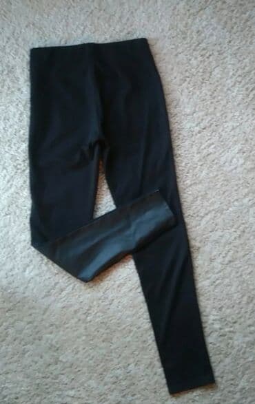 pantalone sa resama: S (EU 36), Koža, bоја - Crna, Jednobojni — 3