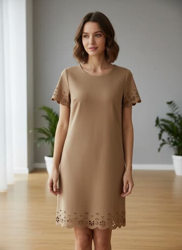 haljina koja se veze na vise nacina: Dilvin S (EU 36), bоја - Braon, Kratkih rukava — 1