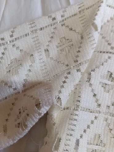 asimetrične tunike: Bela heklana košulja/kimono sa resama - Materijal: mrežasta heklana — 7