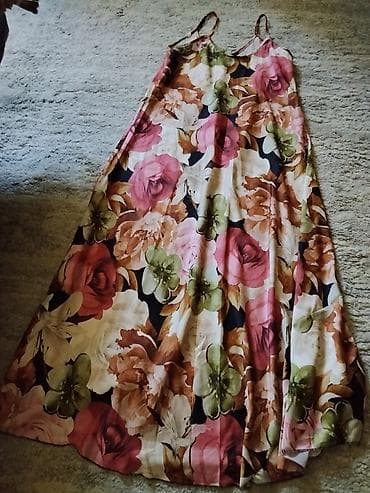 haljine sirena kroja: Duga letnja haljina na bretele sa cvetnim printom - Model: maxi — 1
